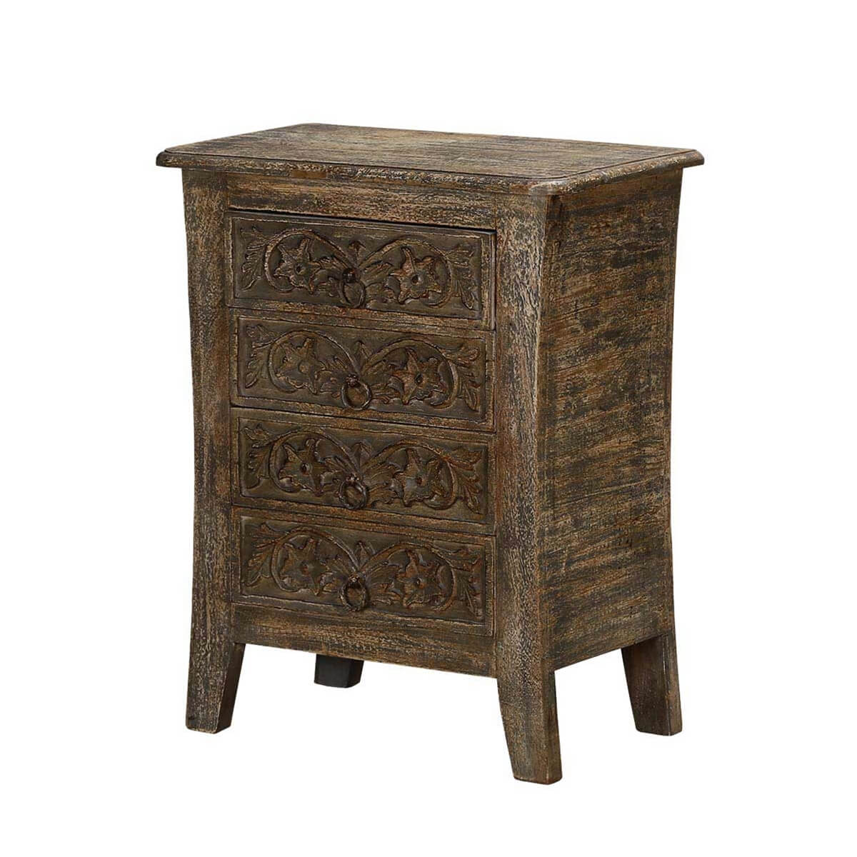 Palazzo Handcrafted Rustic Solid Wood 4 Drawer Nightstand