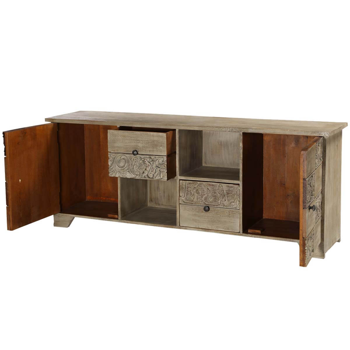 Reclaimed Wood Media Console with 2Door & 2Drawers