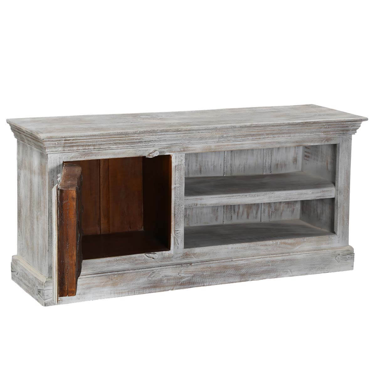 Palazzo 59" Rustic Handcrafted Solid Wood Media Storage Console