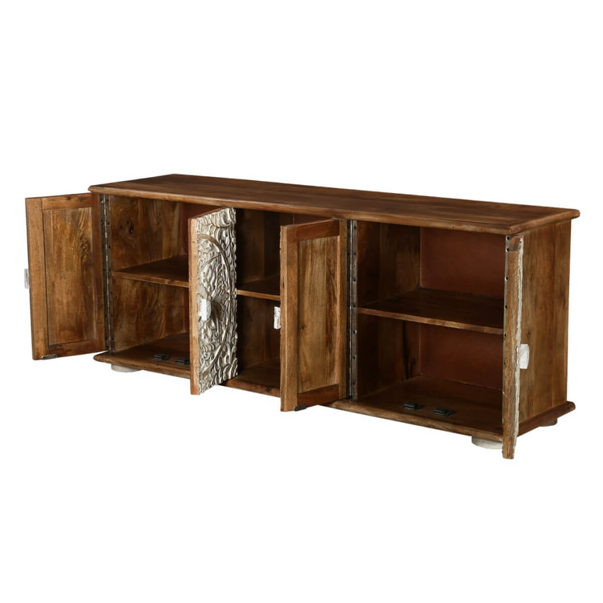 Mandala 59" Hand Carved & Painted Solid Wood TV Stand Media Console