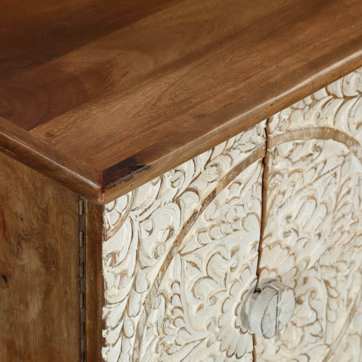 Mandala 59" Hand Carved & Painted Solid Wood TV Stand Media Console