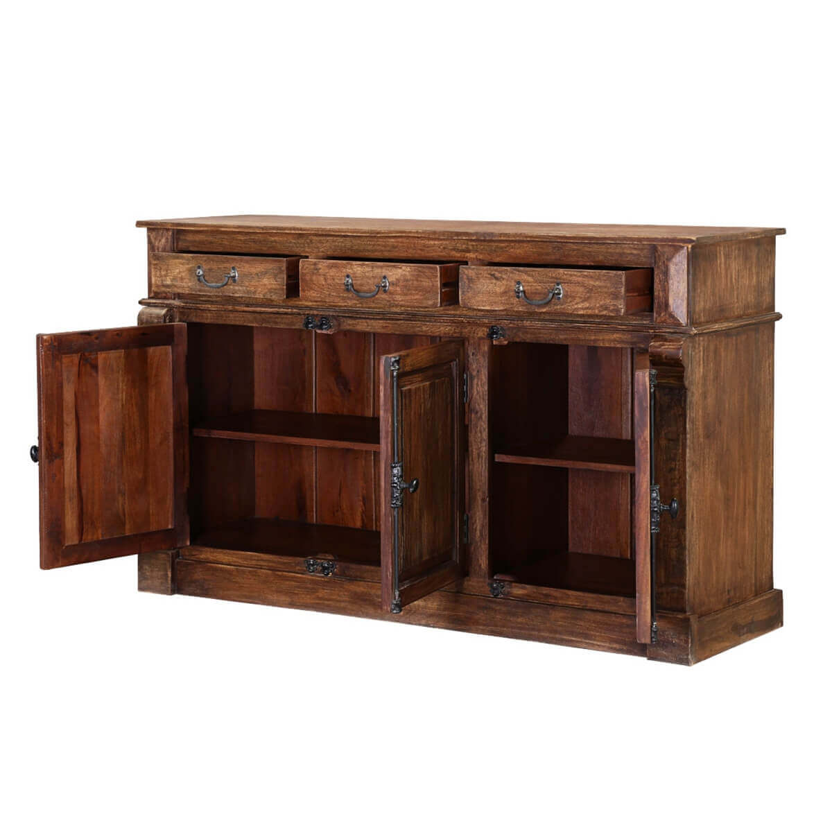 Ansonia Rustic Solid Wood 3 Drawer Sideboard 2