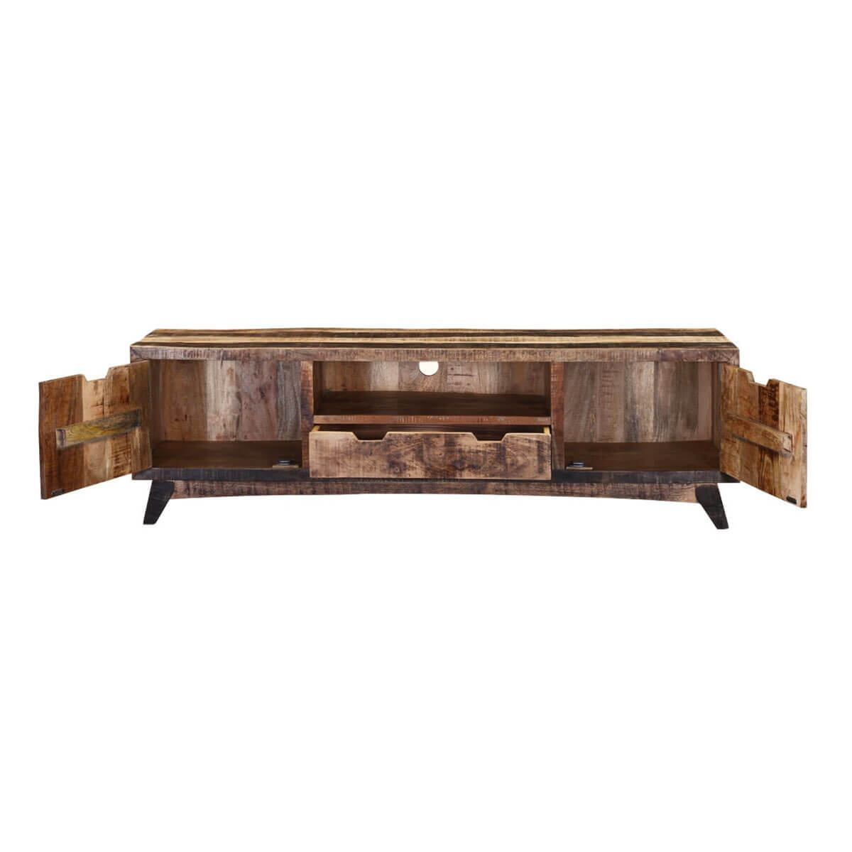 Boulder Handcrafted 2Drawer Rustic Mango Wood TV Stand Media Console