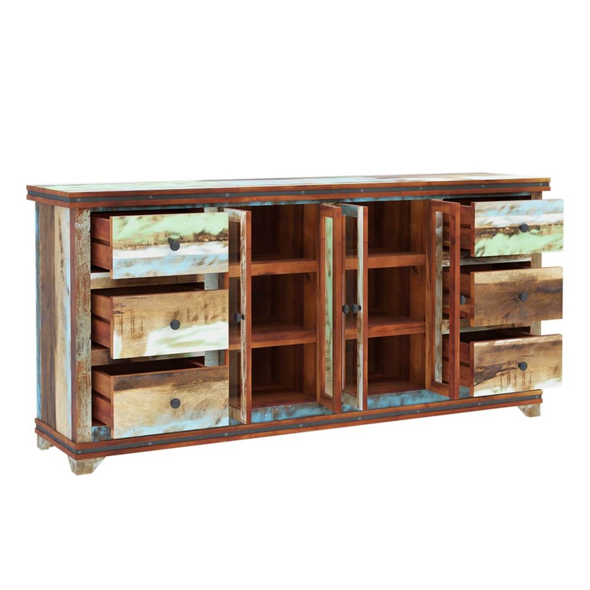 Tarlton Handmade Rustic Reclaimed Wood 6 Drawer Large Buffet