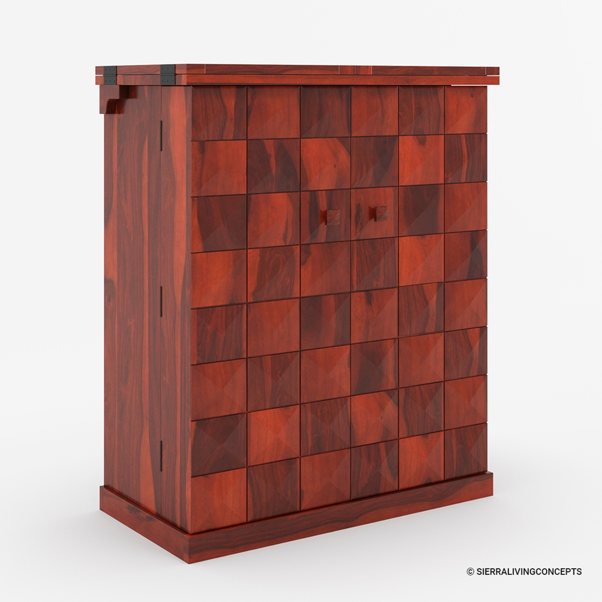 Richmond Rustic Solid Wood Expandable Bar with Wine Storage