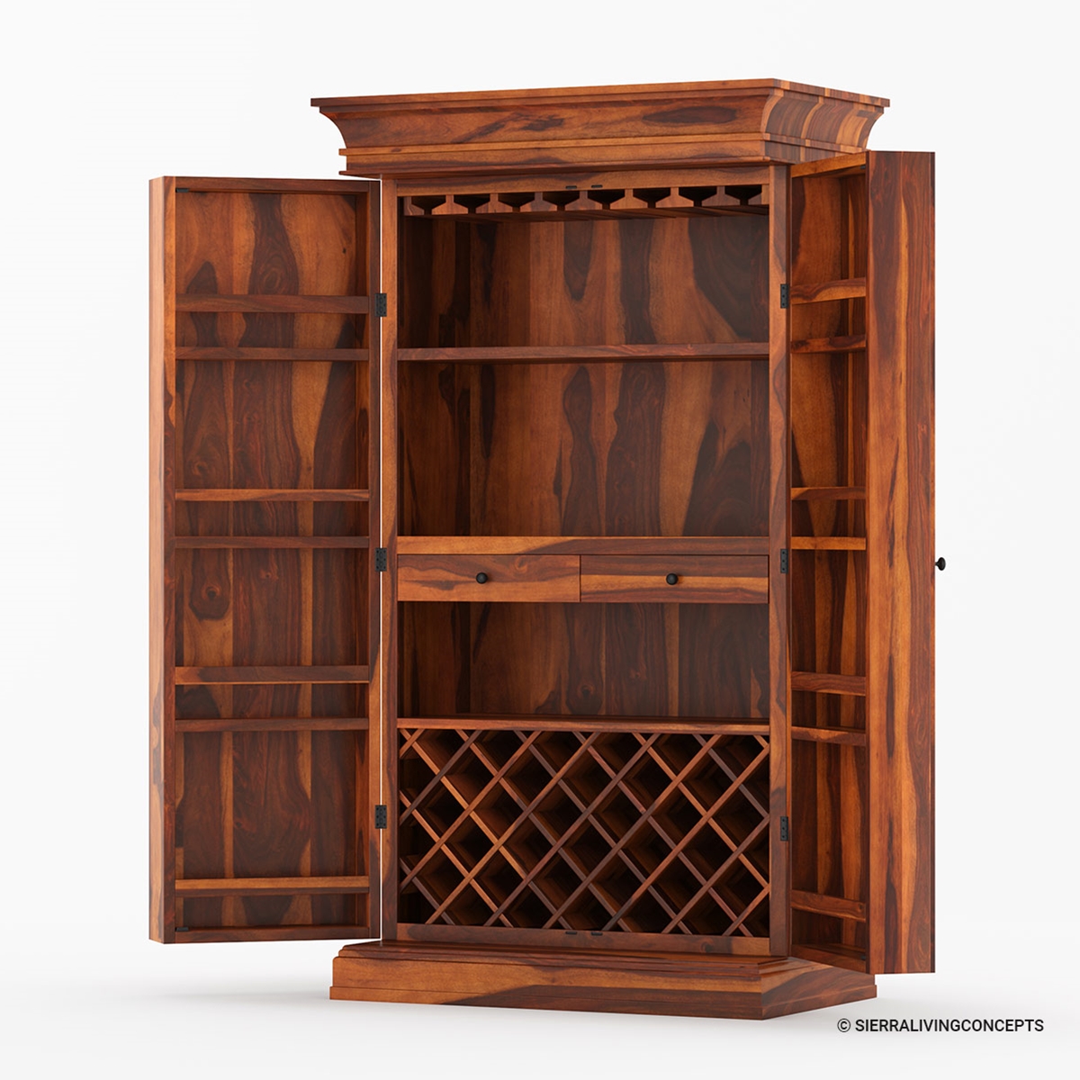 Ohio Rustic Solid Wood Tall and Large Wine Bar