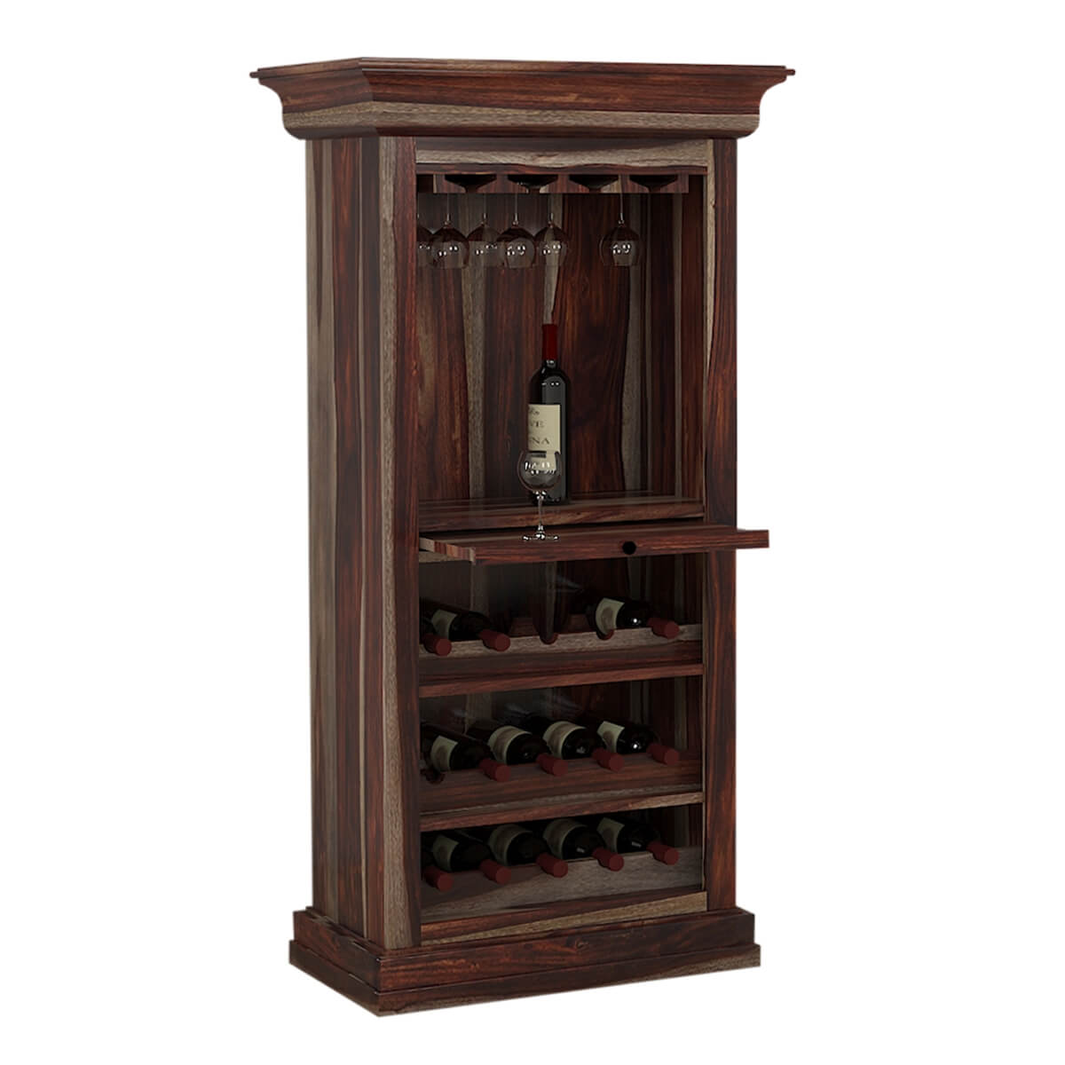 Alsace Handcrafted Solid Wood Tall Wine Bar