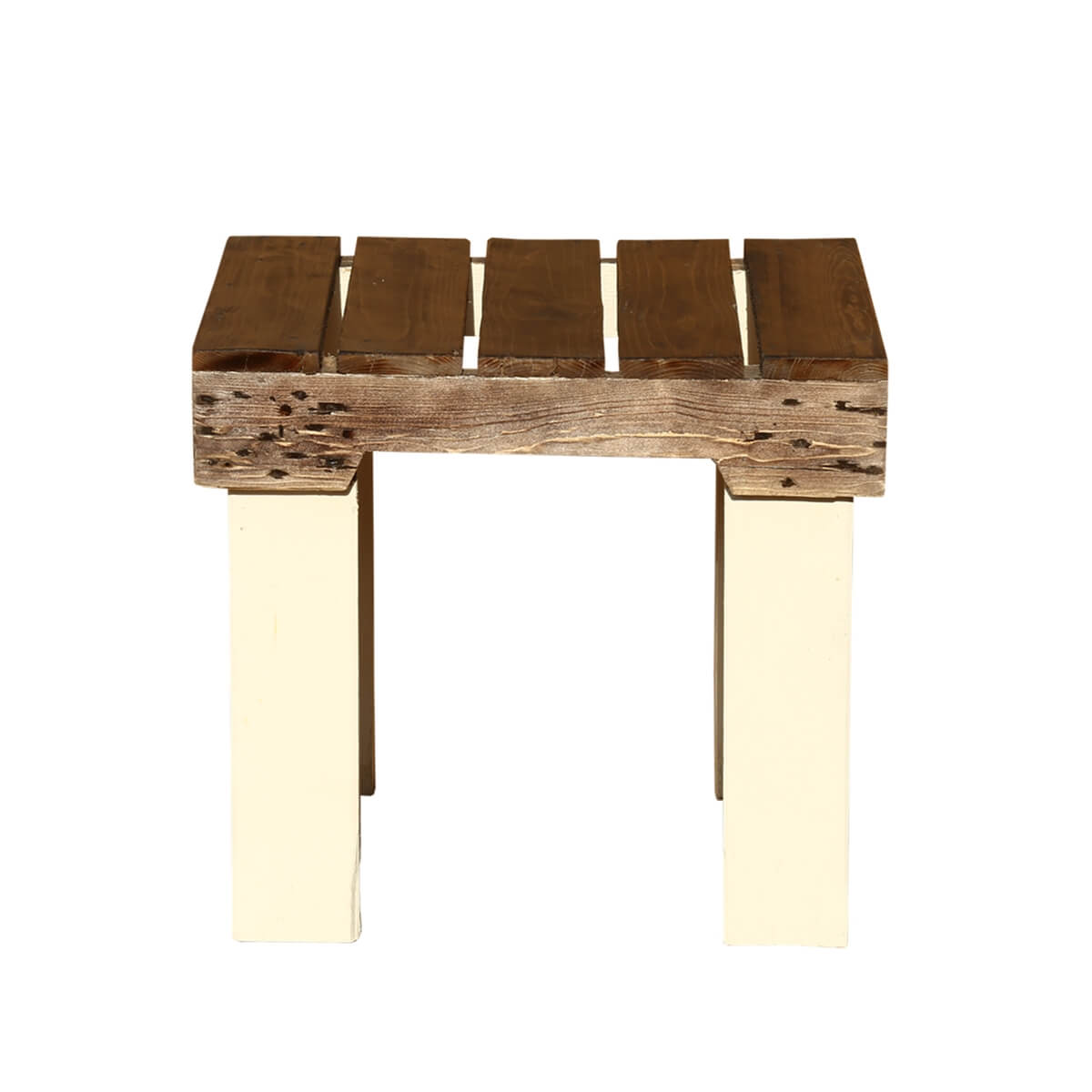 Modern Rustic Pallet Wood White & Brown Stool