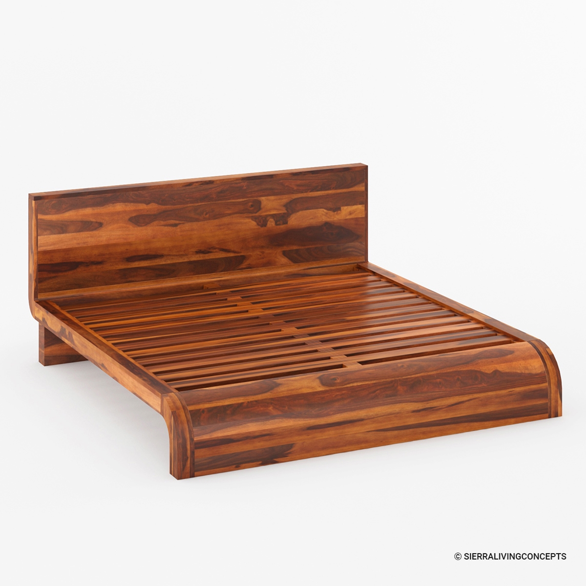 Rebecca Solid Wood Curved Platform Bed Shop in King, Queen & Full Size