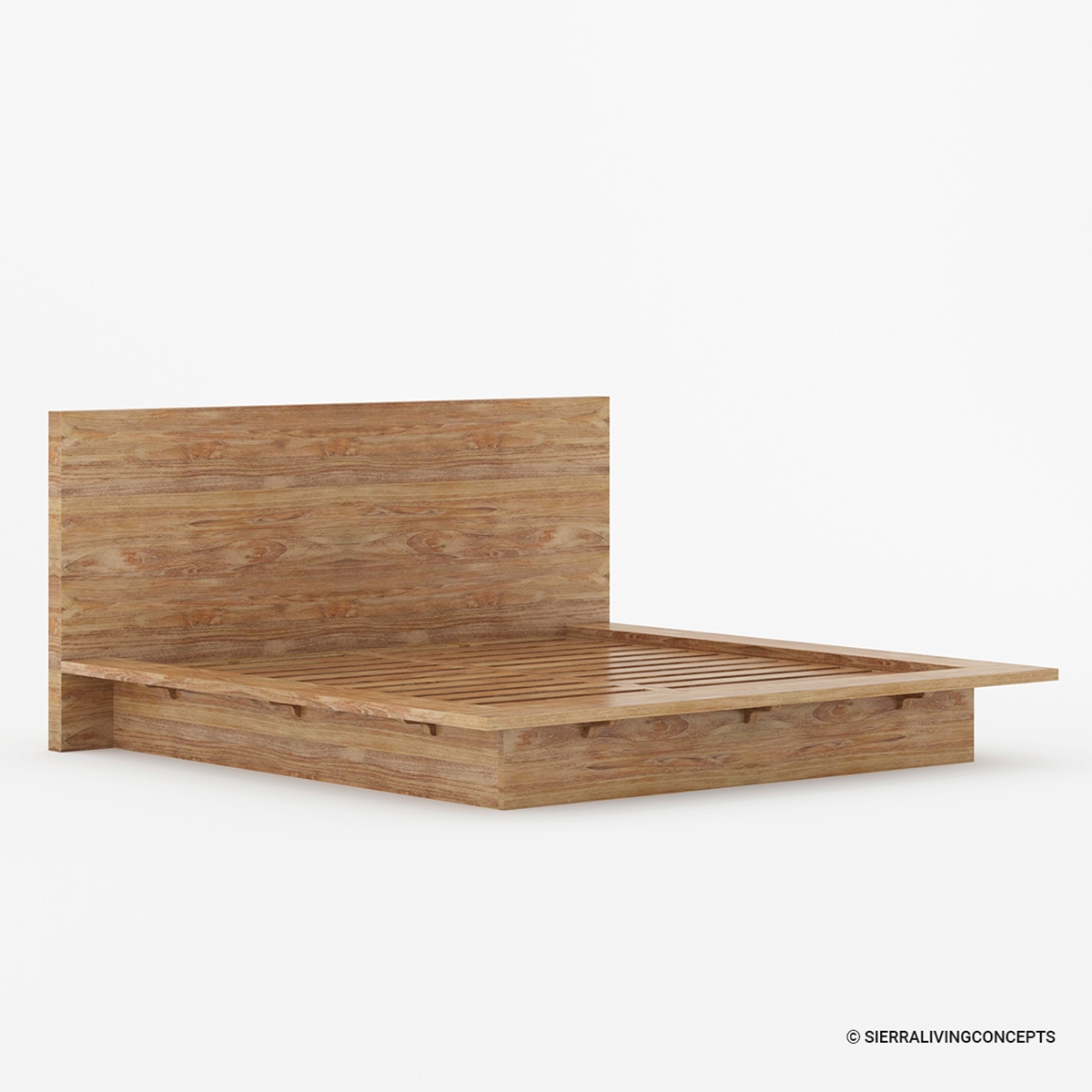 Britain Rustic Teak Wood Platform Bed Frame