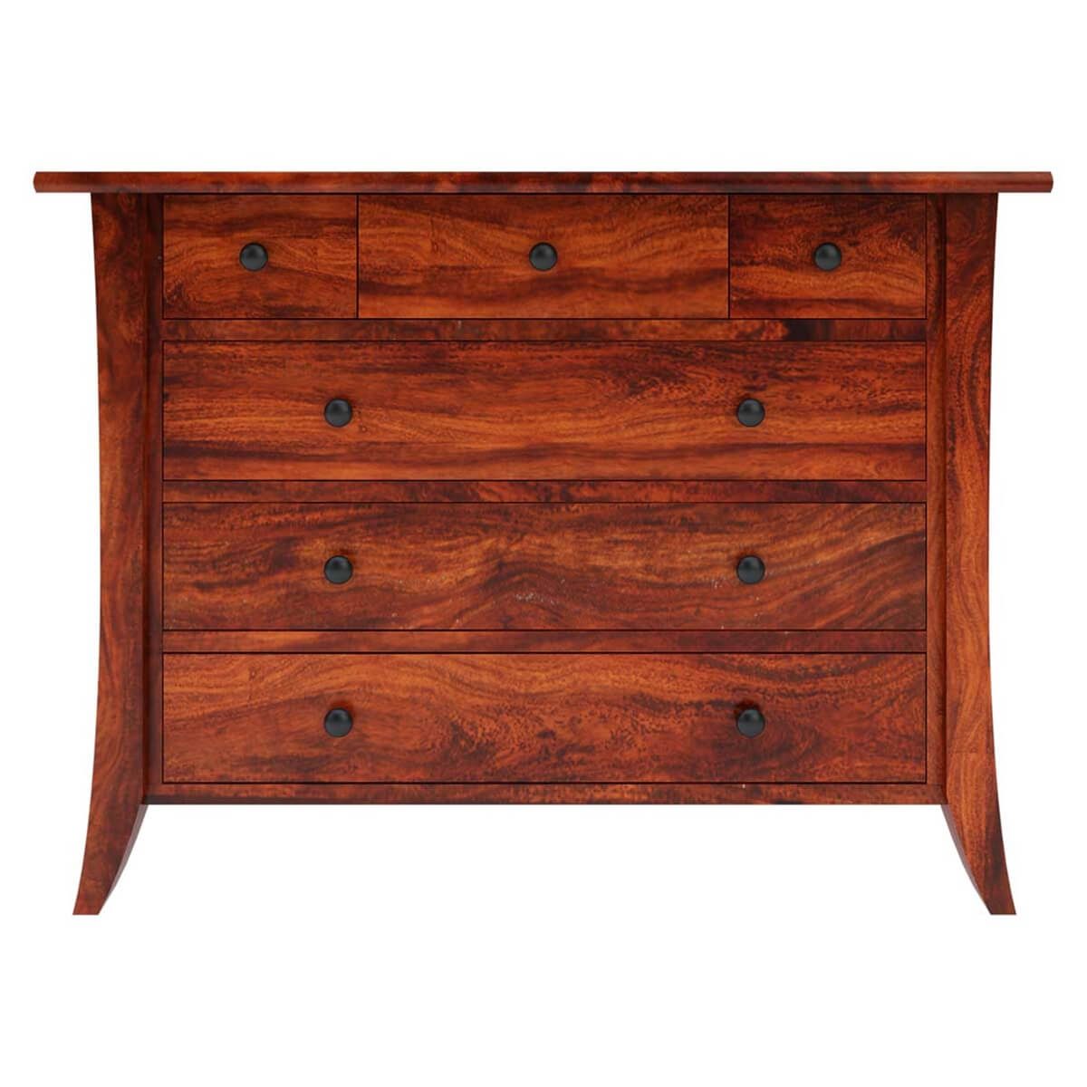 Rustic Solid Wood 6 Drawer Bedroom Dresser