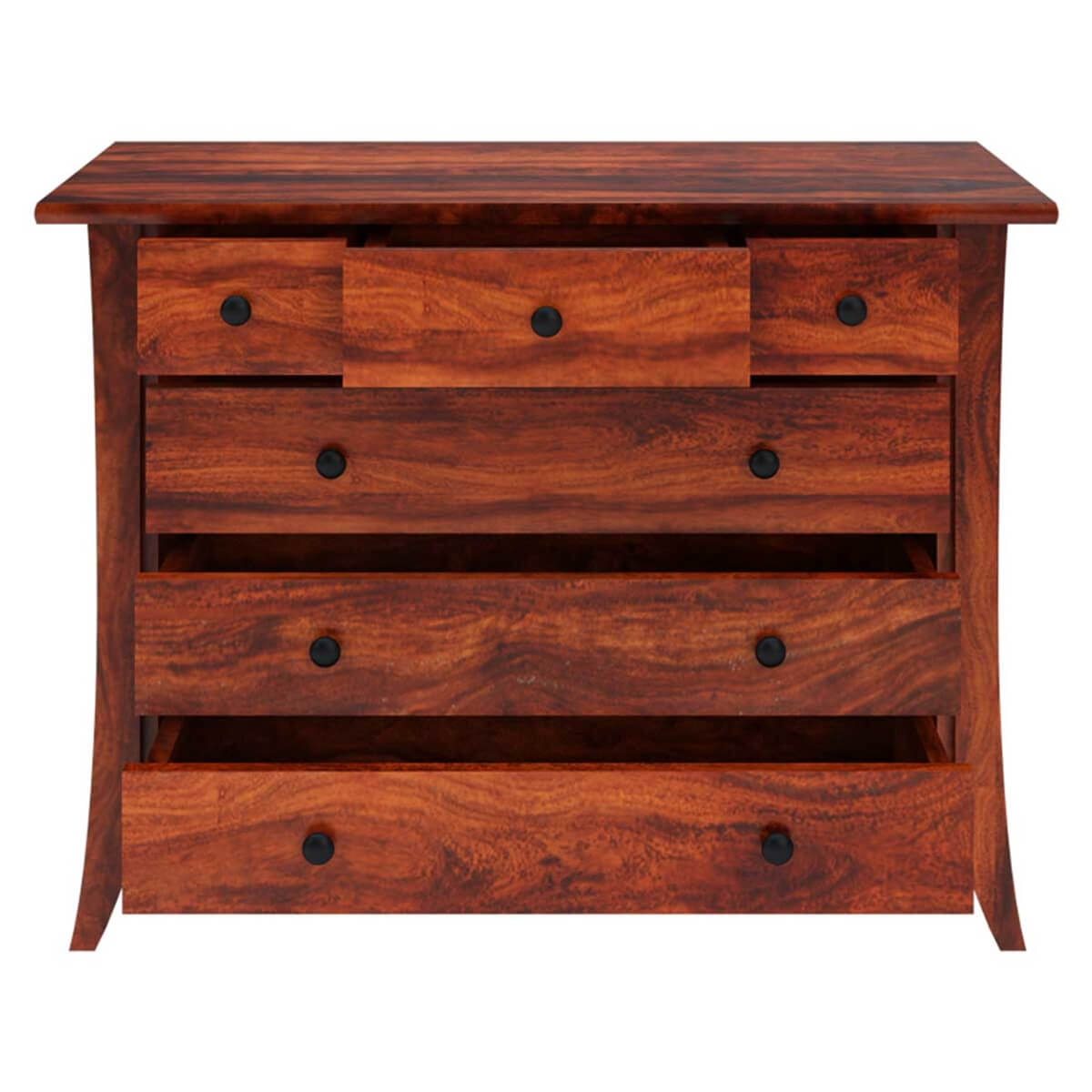 Rustic Solid Wood 6 Drawer Bedroom Dresser