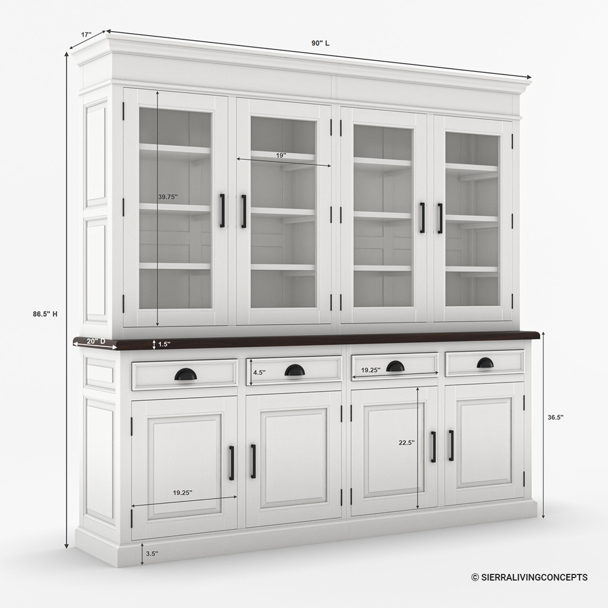 Toronto Teak & Solid Wood Dining Room White Hutch