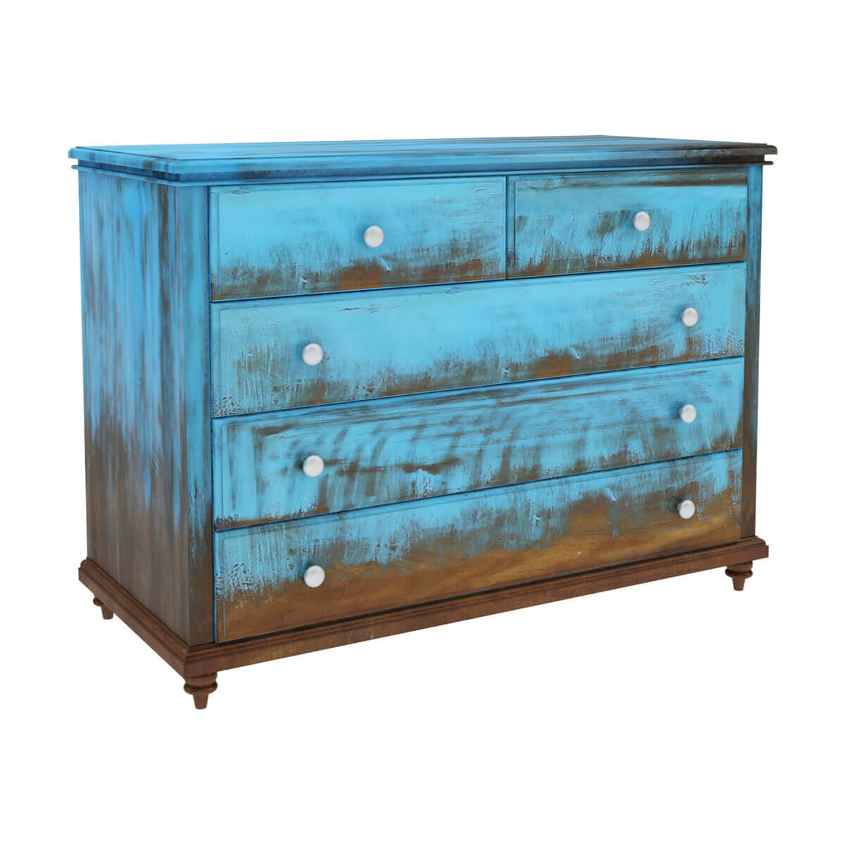 Empire Blue Dawn Rustic Solid Mango Wood Bedroom Dresser With 5 Drawer