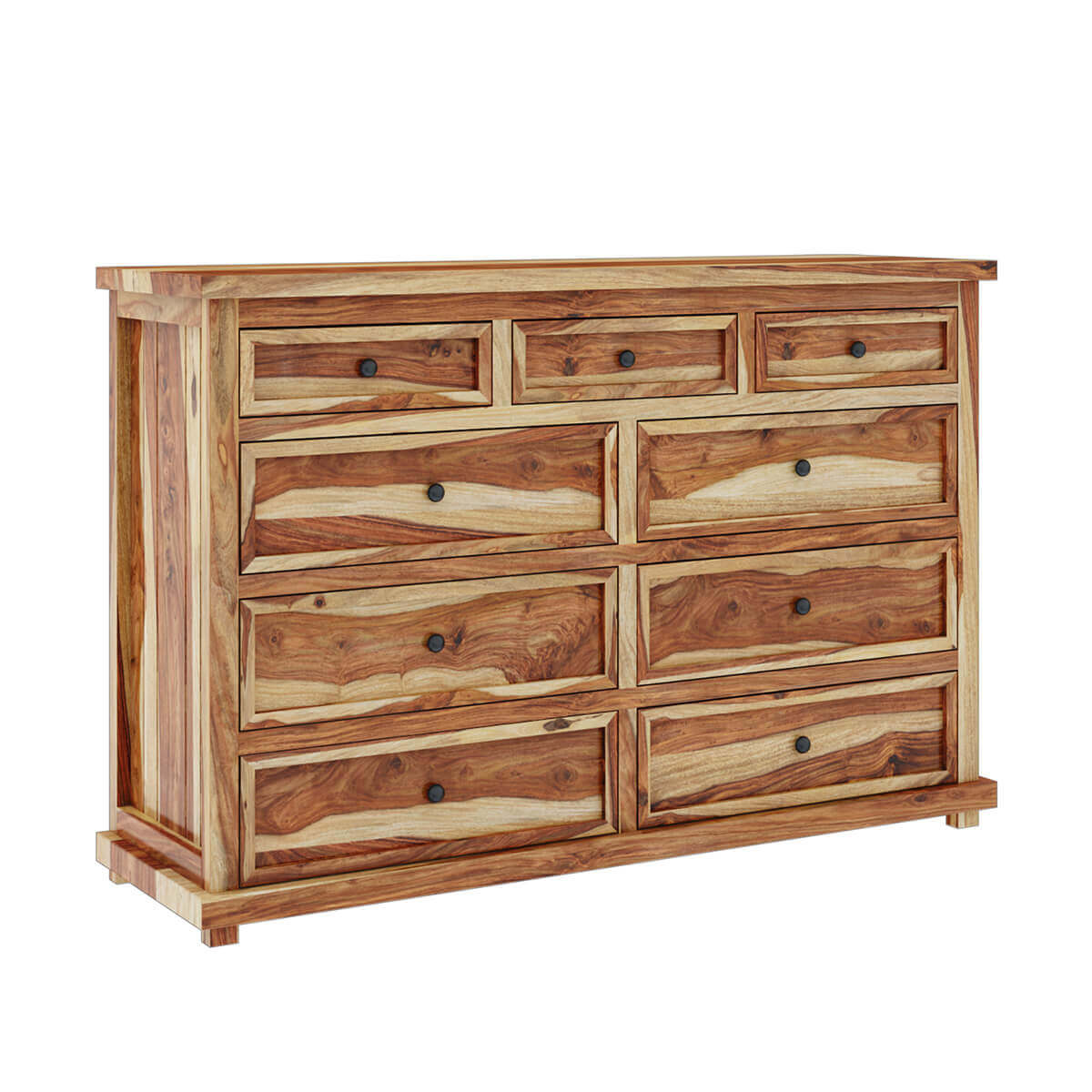 Larvik Rustic Solid Wood Bedroom Dresser With 9 Drawers