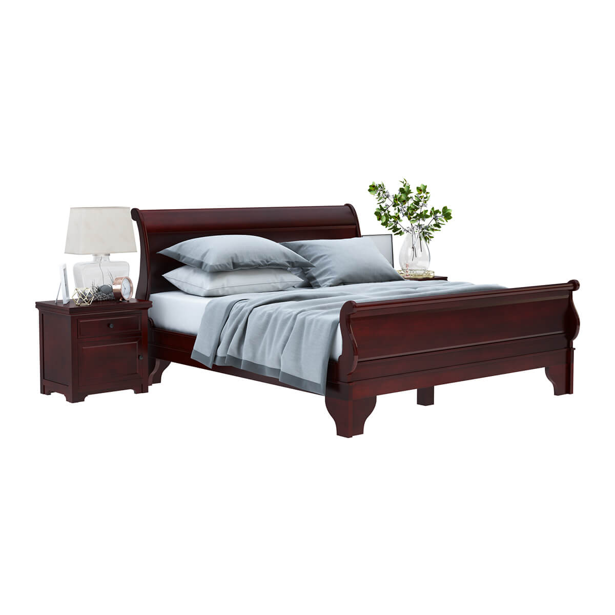 Carina Contemporary Mahogany Wood 4 Piece Bedroom Set