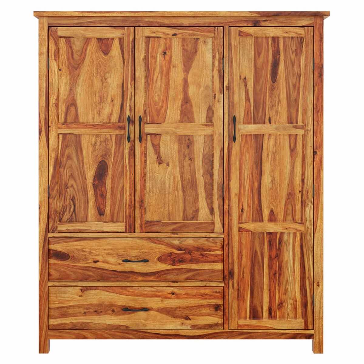 Sheffield Rustic Solid Wood Large Bedroom Wardrobe Armoire With Drawer