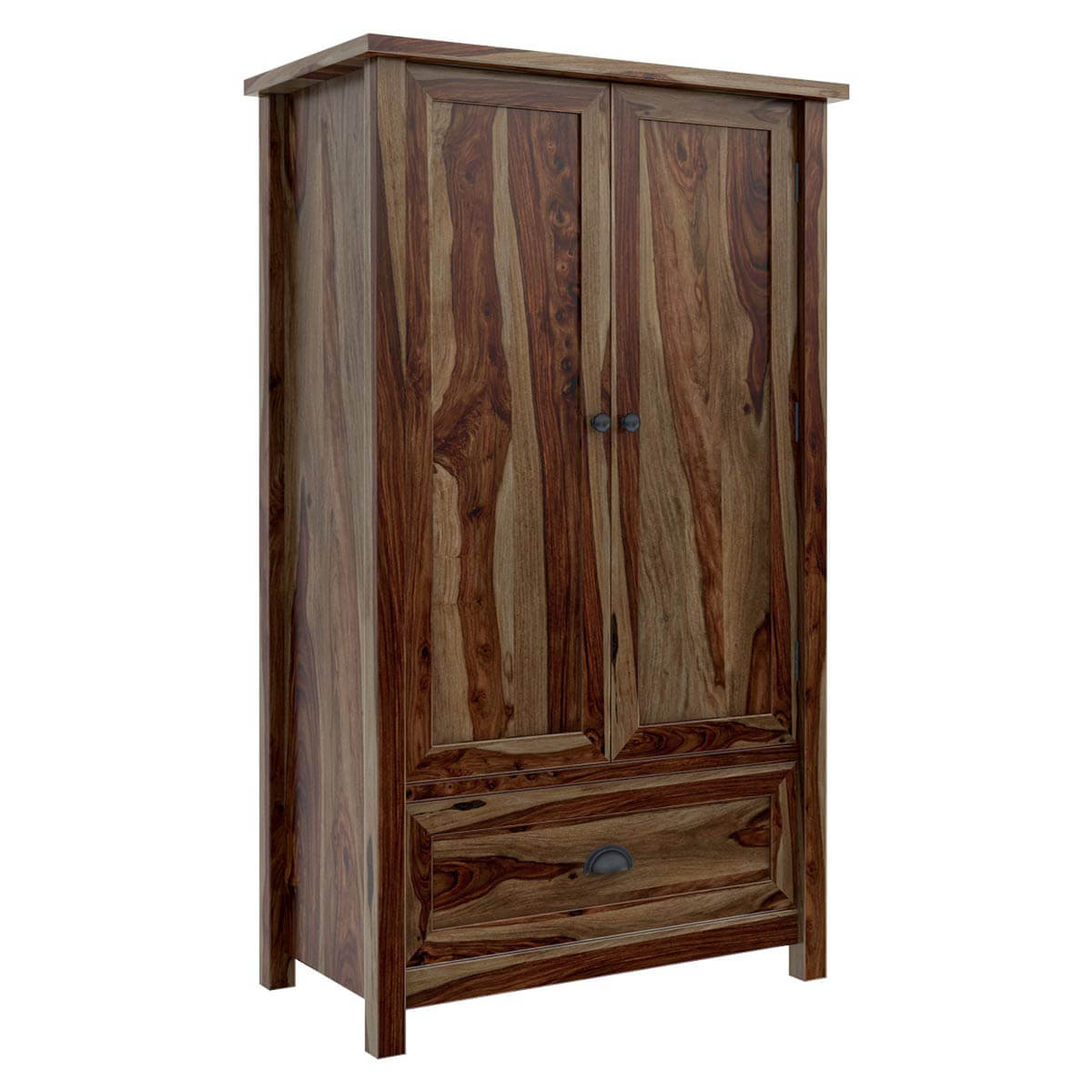 Kivalina Rustic Solid Wood Armoire Closet With Shelves And Drawer
