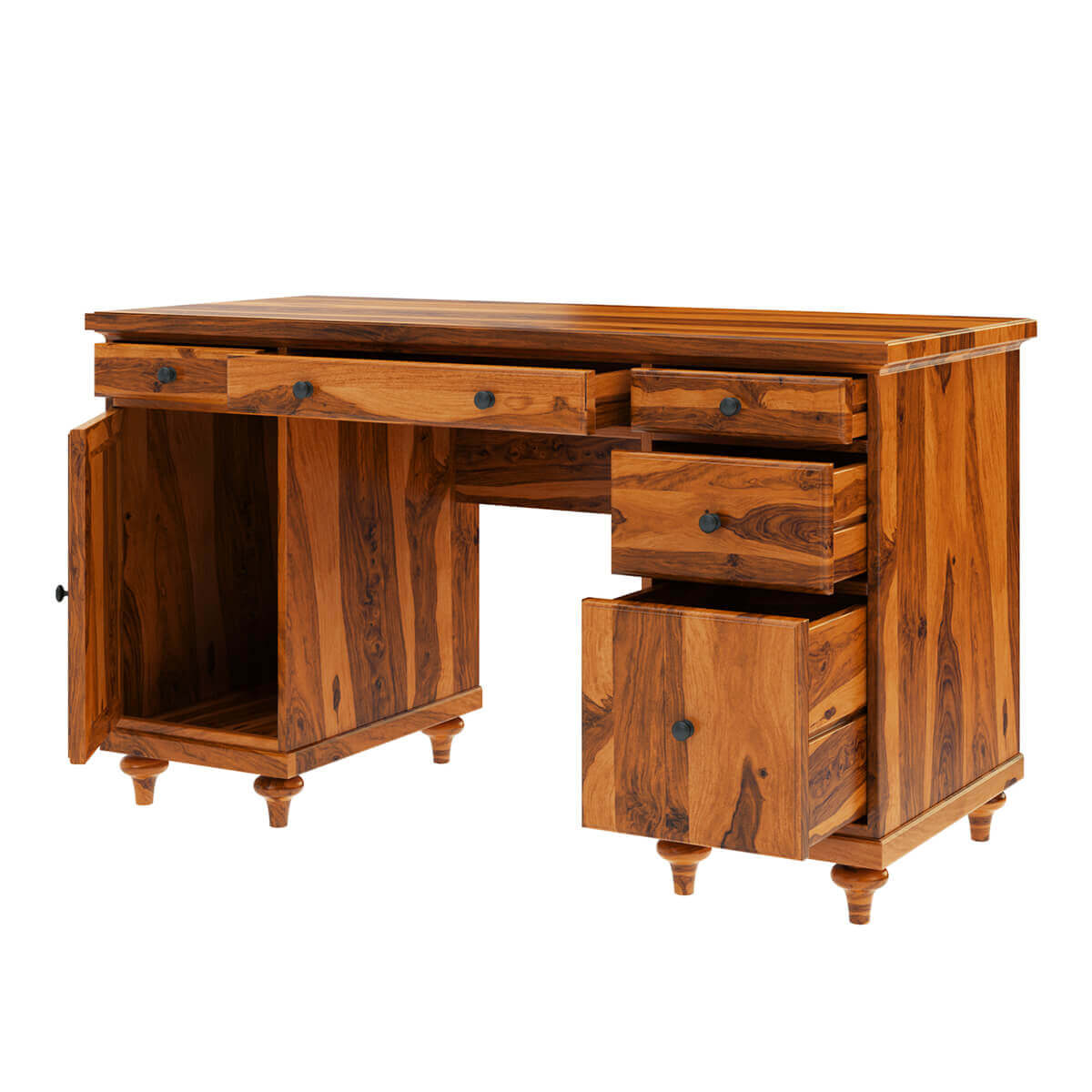 Clarkton Rustic Solid Wood Computer Desk With Louvered Door