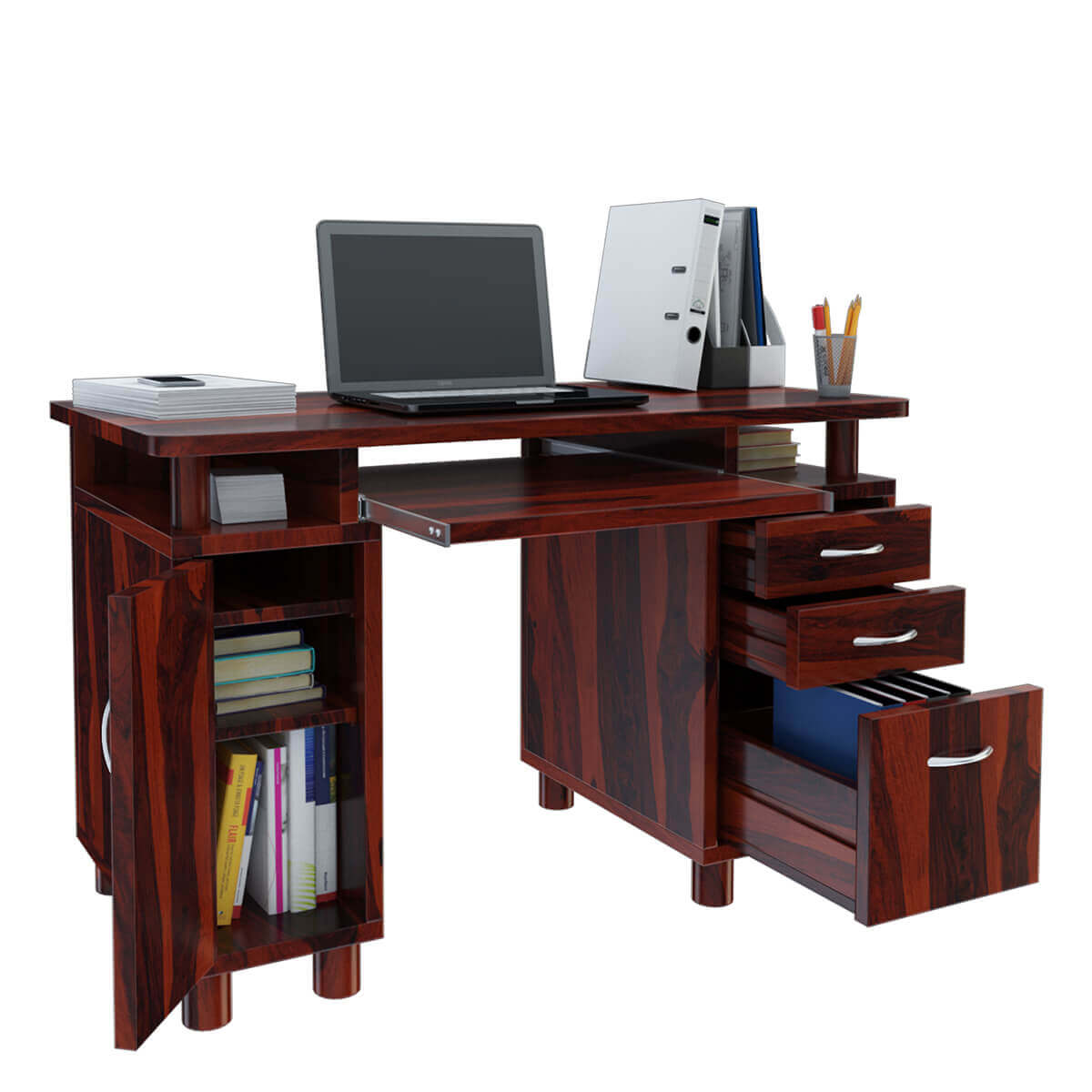 Picacho Solid Wood Home Office Computer Desk With Keyboard Tray