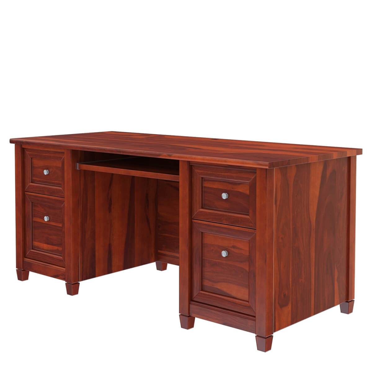 Aulander Solid Wood Home Office Executive Desk With Computer Tray