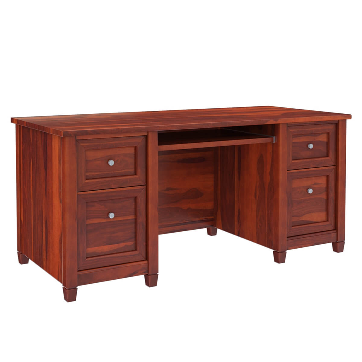 Aulander Solid Wood Home Office Executive Desk With Computer Tray