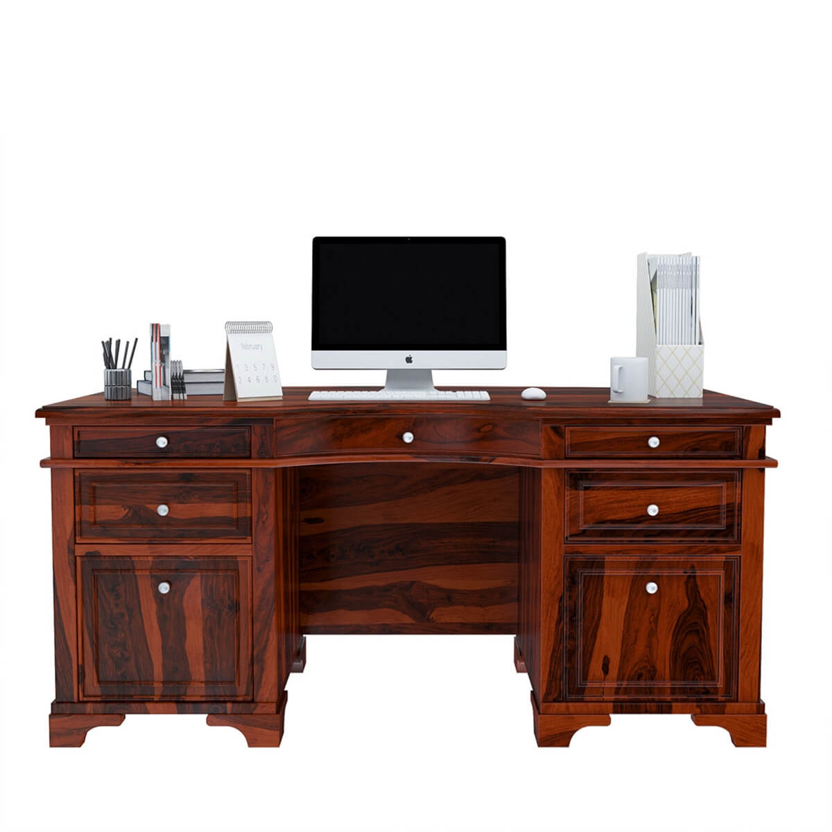 Victorian Style Rustic 66" Large Solid Wood Home Office Executive Desk