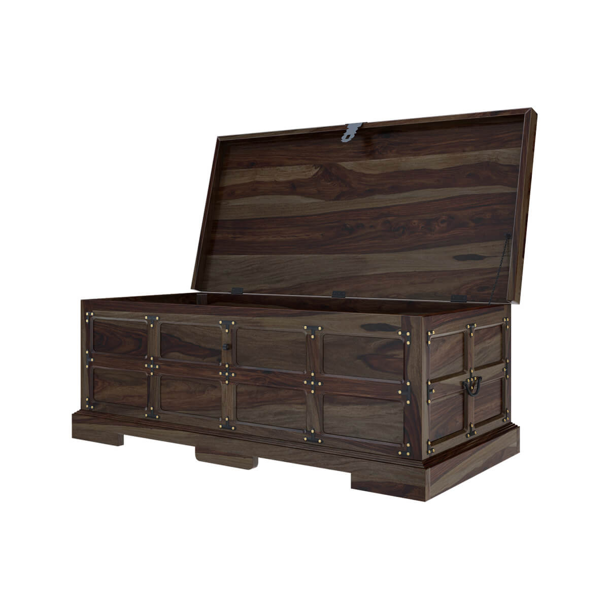 Rustic Solid Wood Trunk 3 Piece Coffee Table and End Table Set
