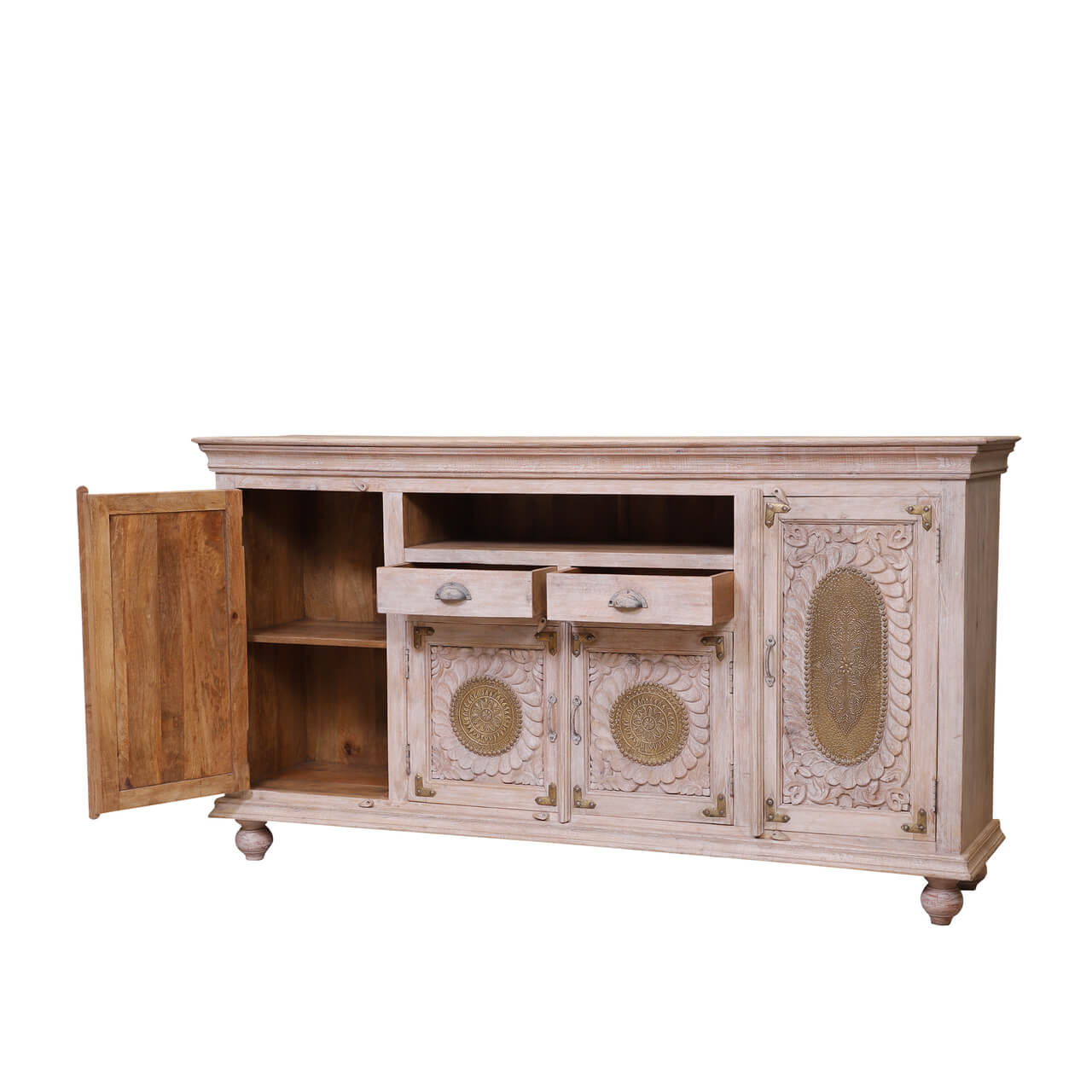 white and brass sideboard