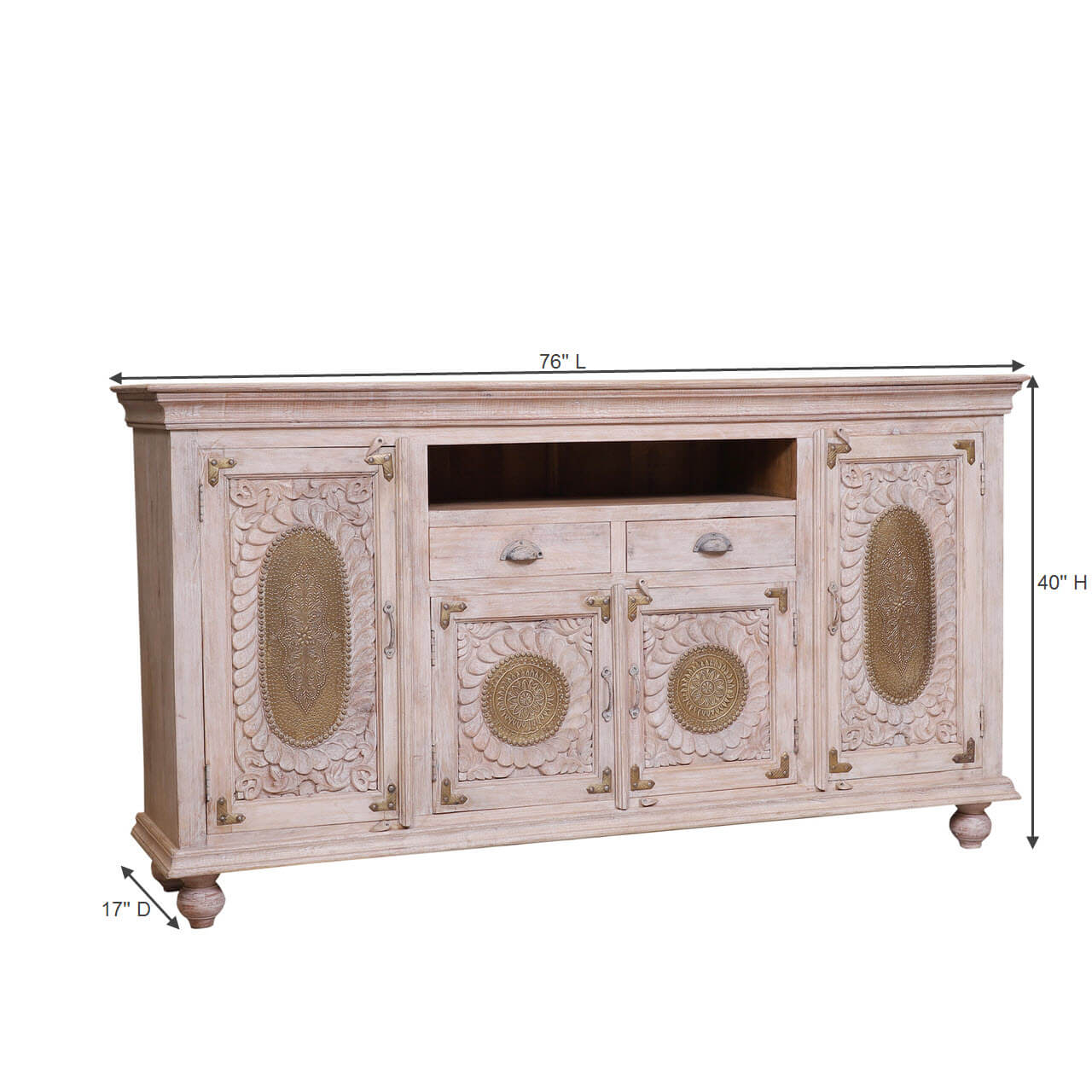 white and brass sideboard