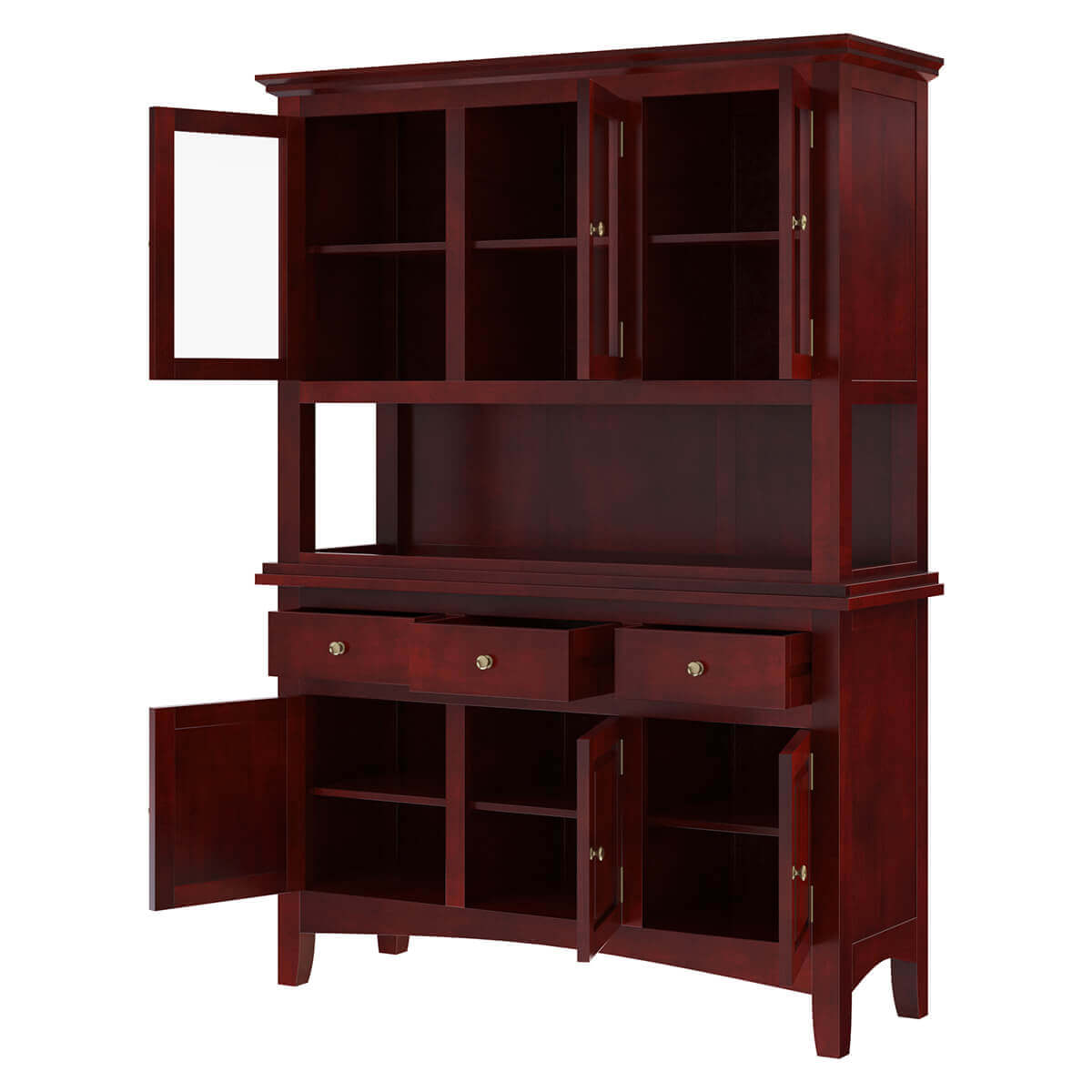 Barryton Solid Mahogany Wood Glass Door Dining Room Hutch