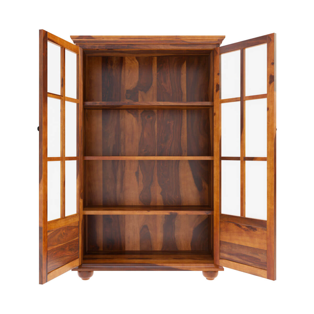 Askov 4 Shelf Wide Bookcase with Glass Door