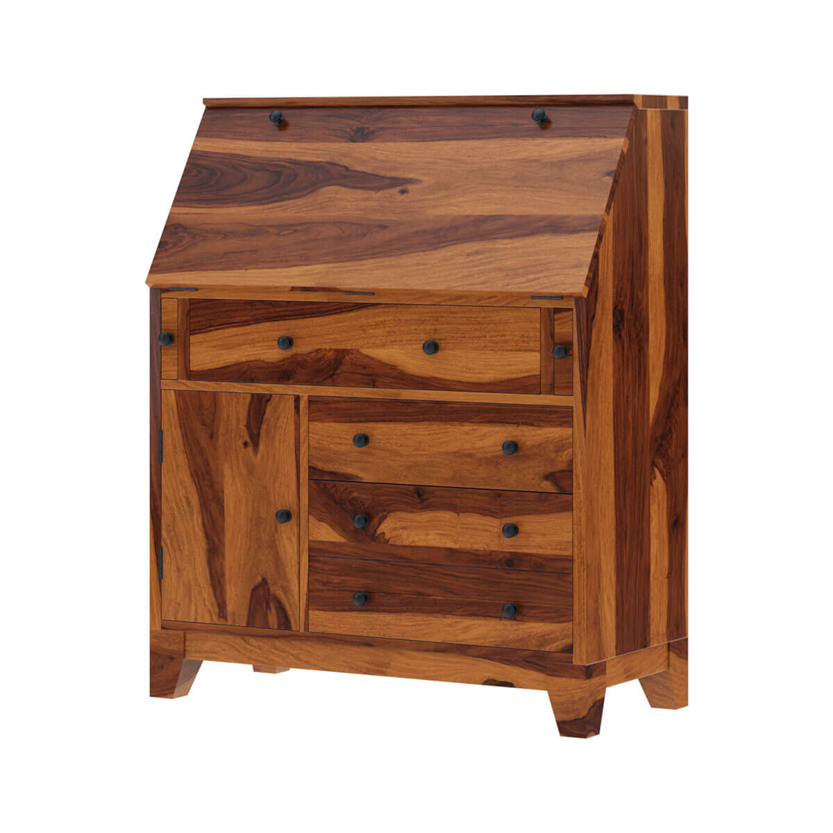 Cottondale Drop Front Rustic Solid Wood Home Office Secretary Desk