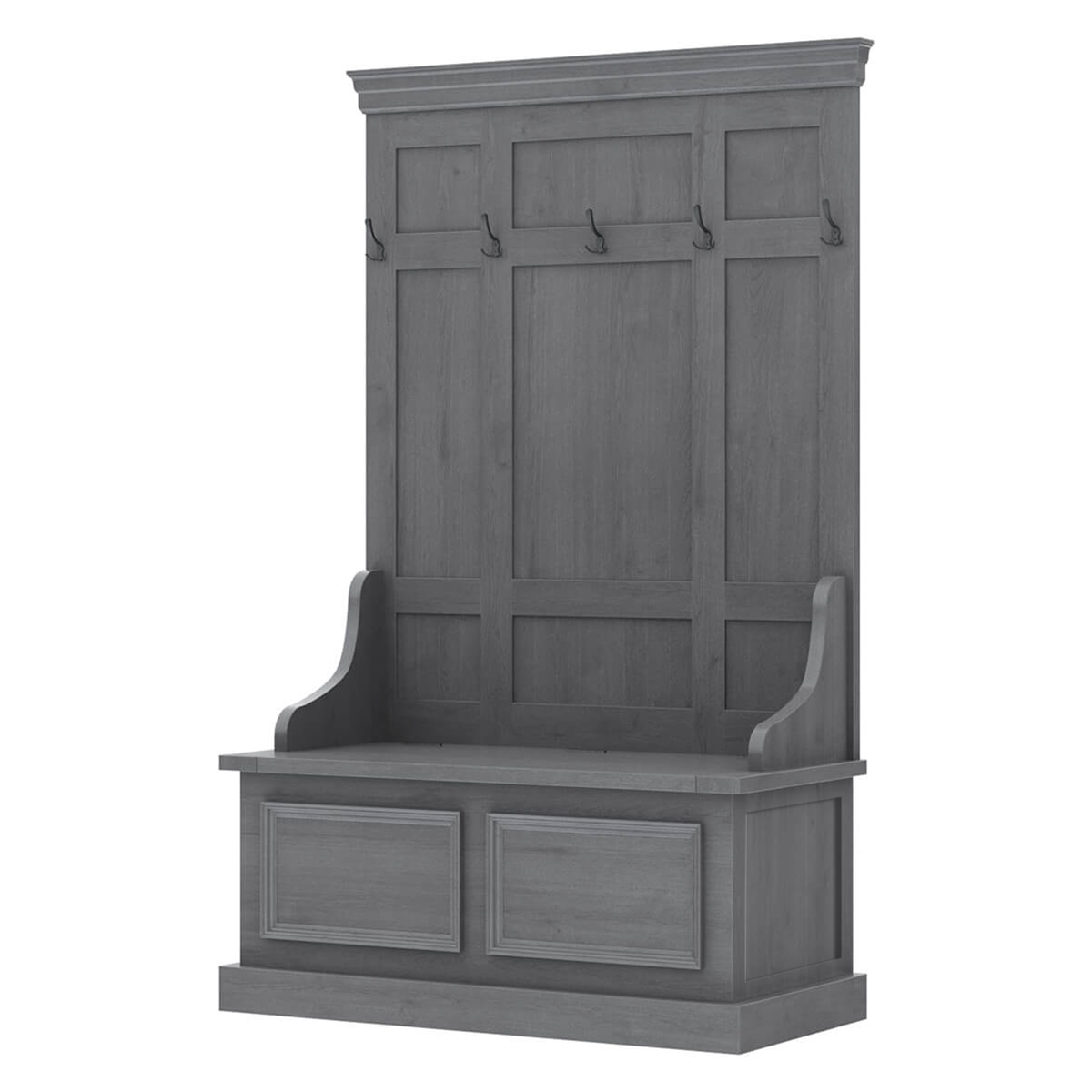 Redvale Solid Mahogany Wood Grey Hall Tree Bench with Storage