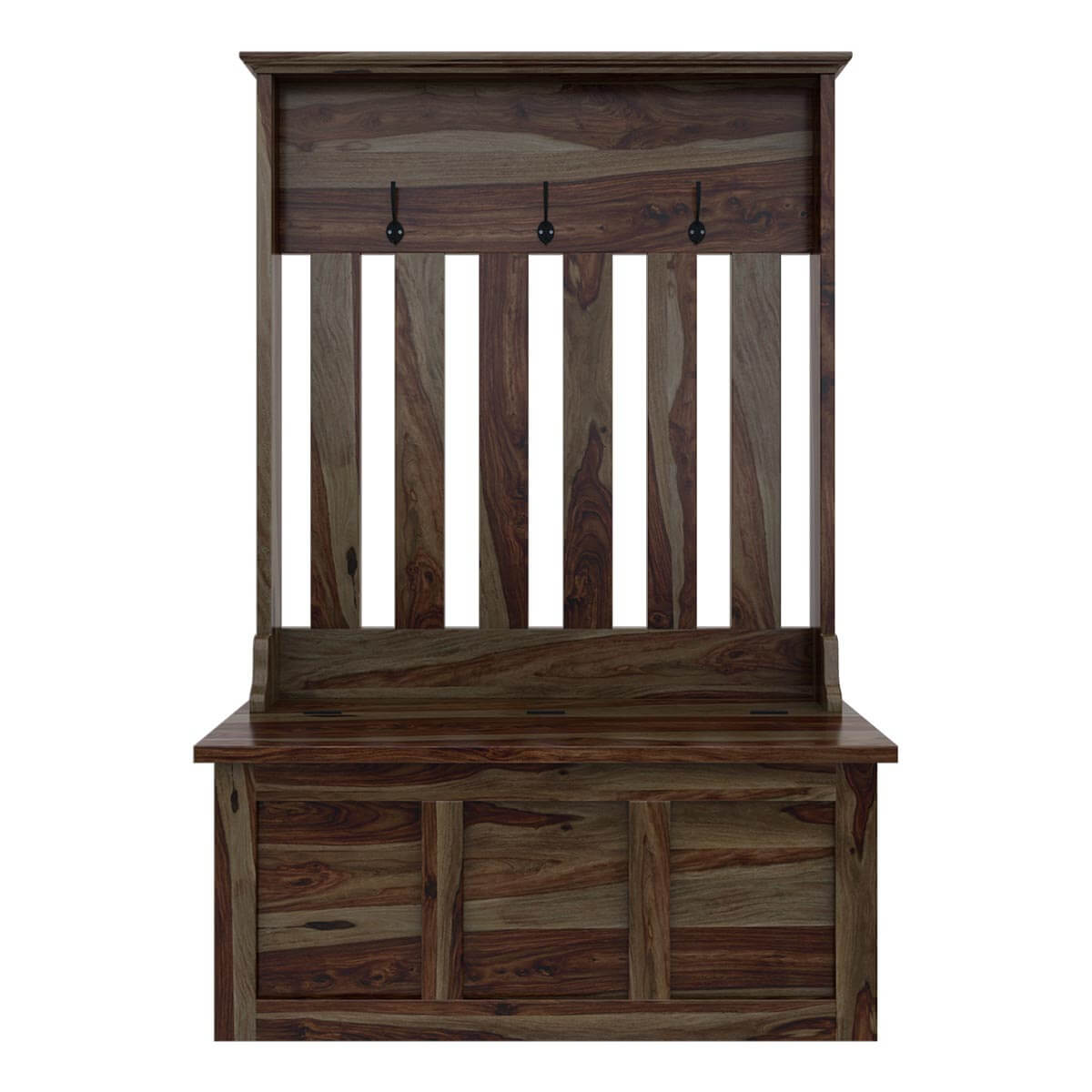 Roeville Rustic Solid Wood Coat Rack Hall Tree Bench with Storage