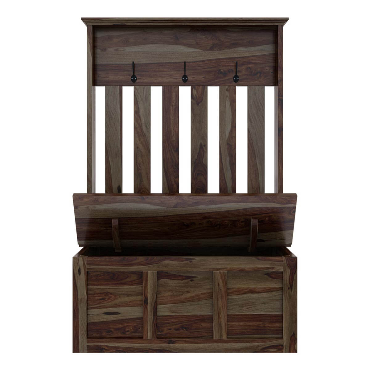 Roeville Rustic Solid Wood Coat Rack Hall Tree Bench with Storage