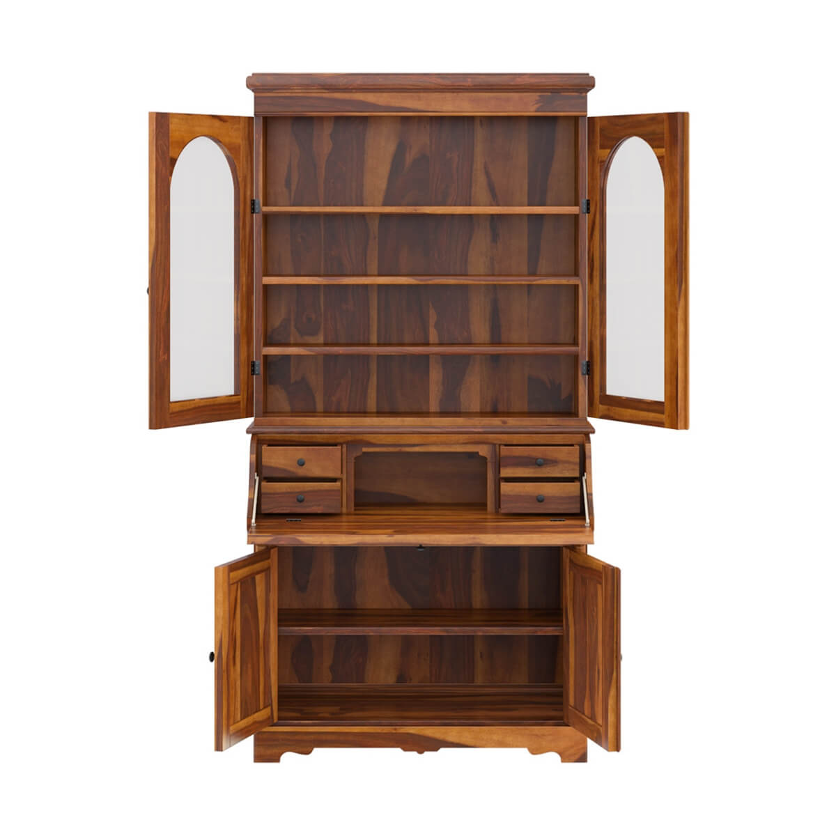 Canistota Tall Drop Front Home Office Secretary Desk With Hutch