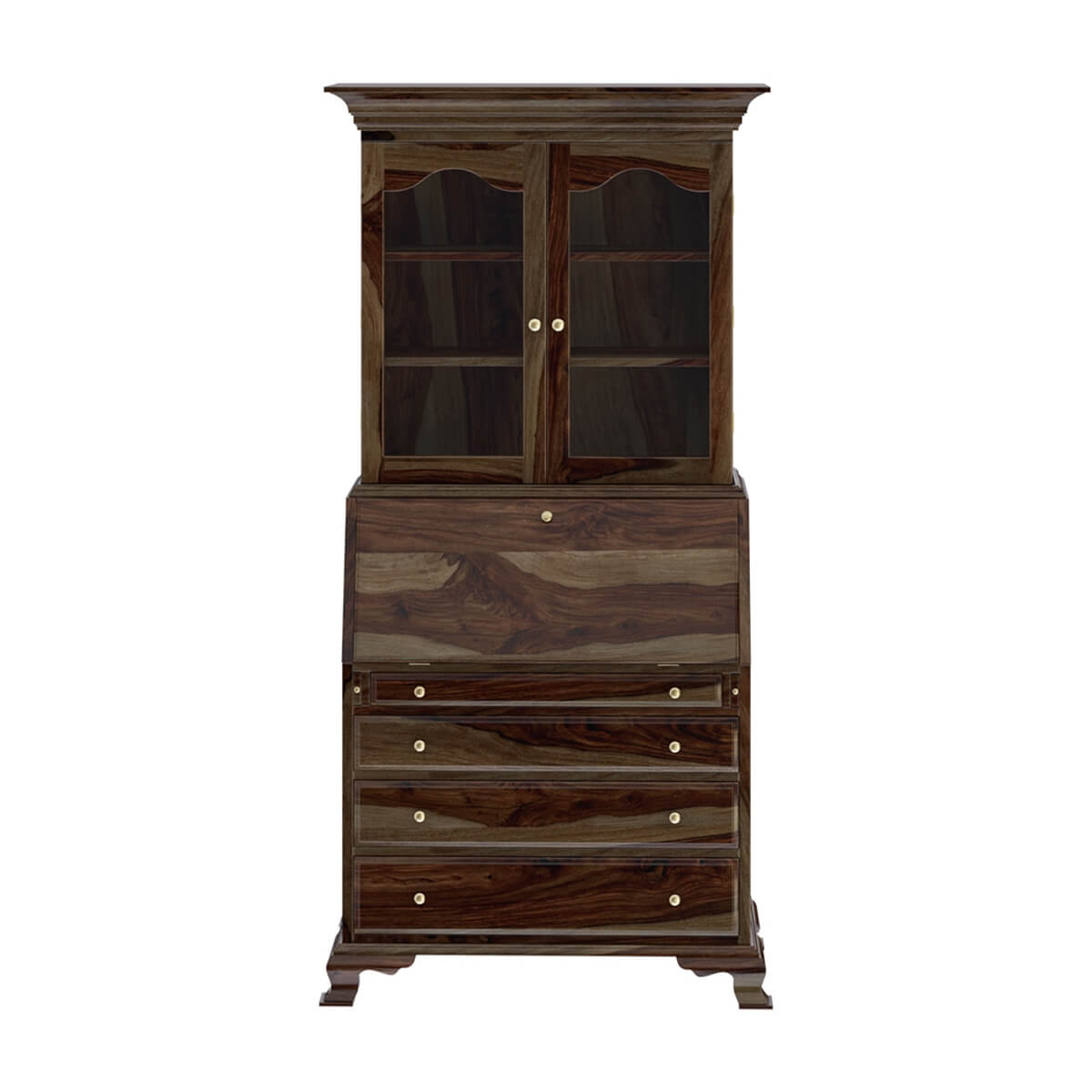 Jasper Tall Drop Front Solid Wood Home Office Secretary Desk With Hutch