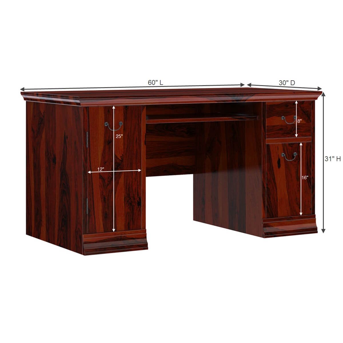 Brooten Rustic Solid Wood Home Office Computer Desk with Keyboard Tray