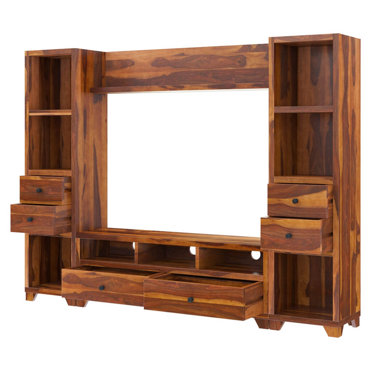 Traver Rosewood Wall Unit TV Console Entertainment Center