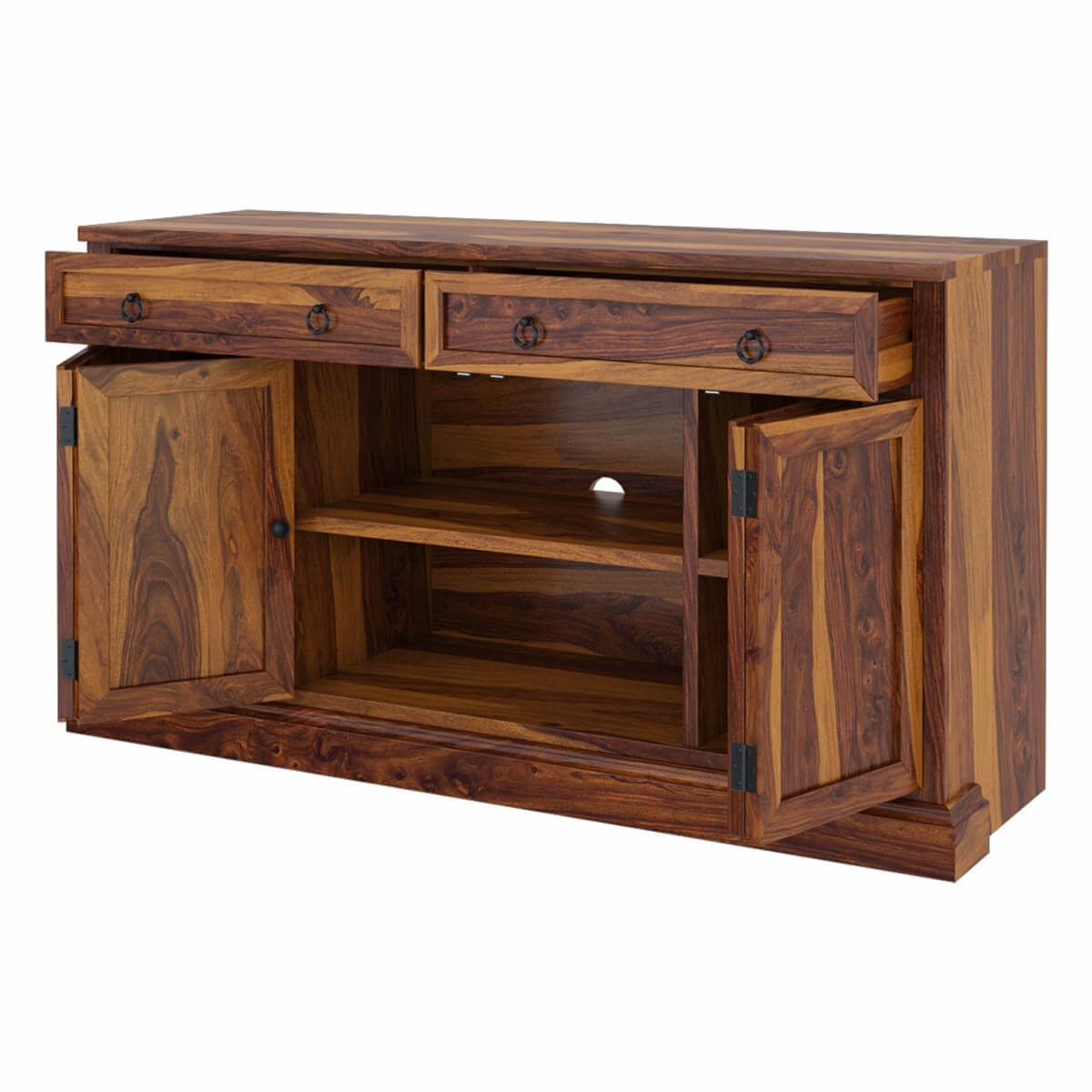 solid wood entertainment center with bookshelves