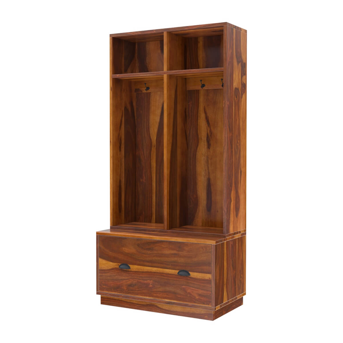 Barlow Rustic Solid Wood Entryway Hall Tree With Storage