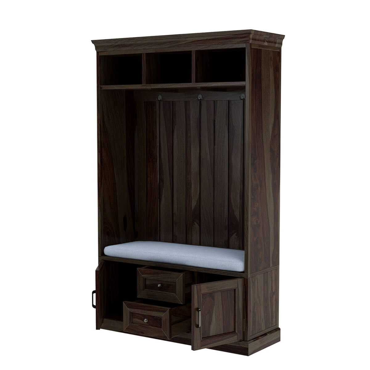 Harrisville Solid Wood 2 Drawer Entryway Hall Tree Bench With Storage