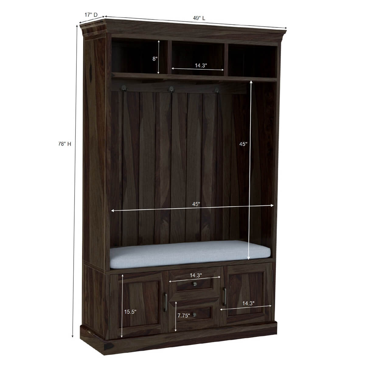 Harrisville Solid Wood 2 Drawer Entryway Hall Tree Bench With Storage