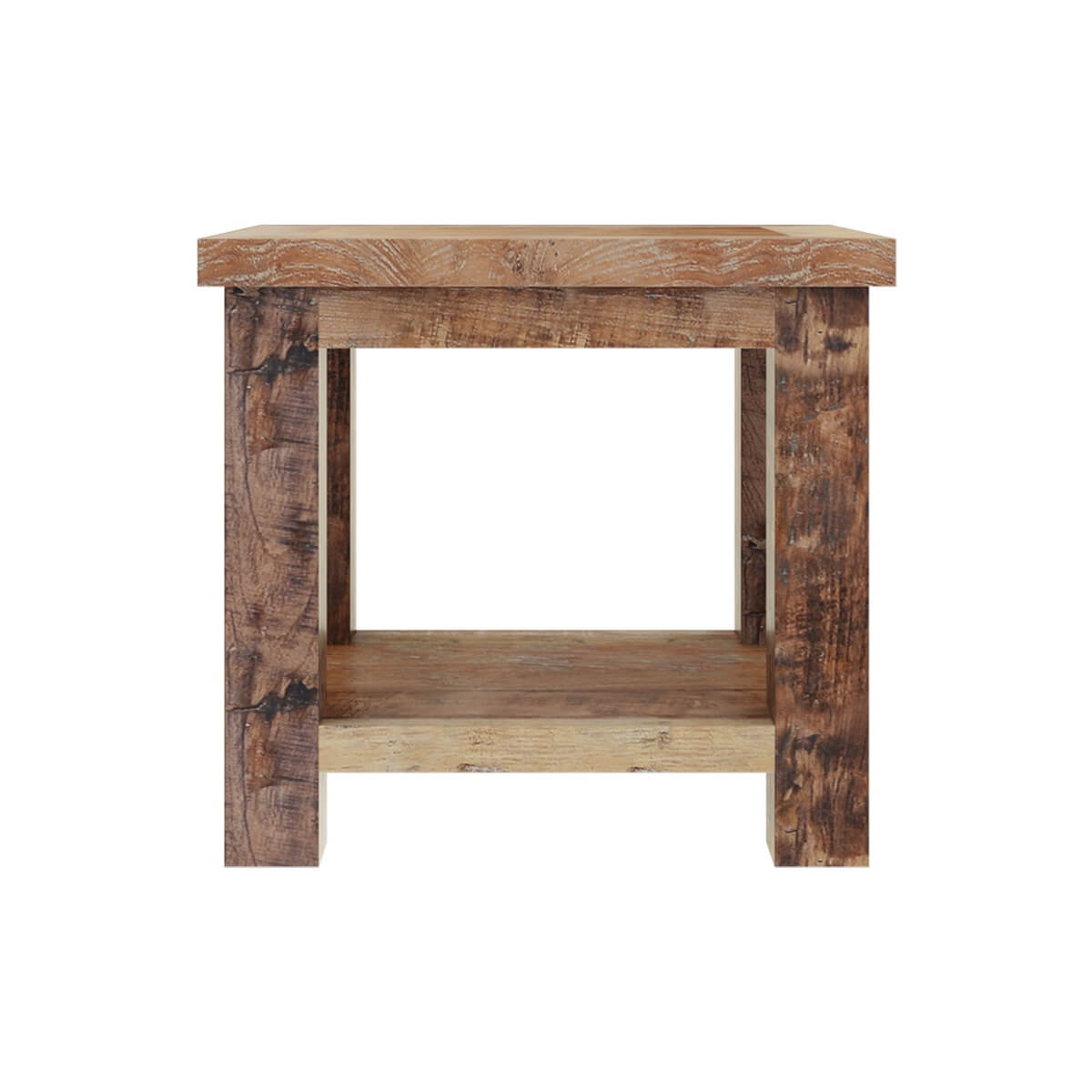 Britain Handcrafted Rustic Teak Wood 2 Tier End Table