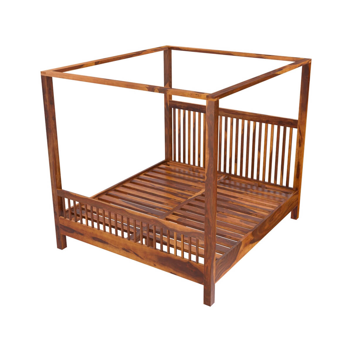 Kodiak Rustic Solid Wood King Size Platform Canopy Bed