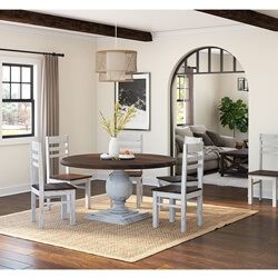 Evanston Rustic Solid Wood Round Dining Table Chair Set