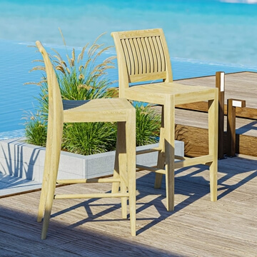 Teak Wood Outdoor Bar Stools & Chairs [With Back Rest]