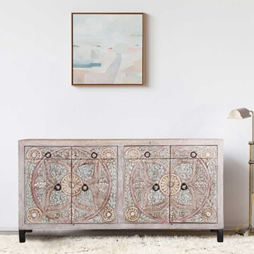 turquoise-trail-frosted-white-hand-carved-4-drawer-large-sideboard