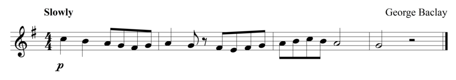 Grade 1 trumpet sight reading exercise, "Dramatically Signing Off" by George B. on SightReadingMastery